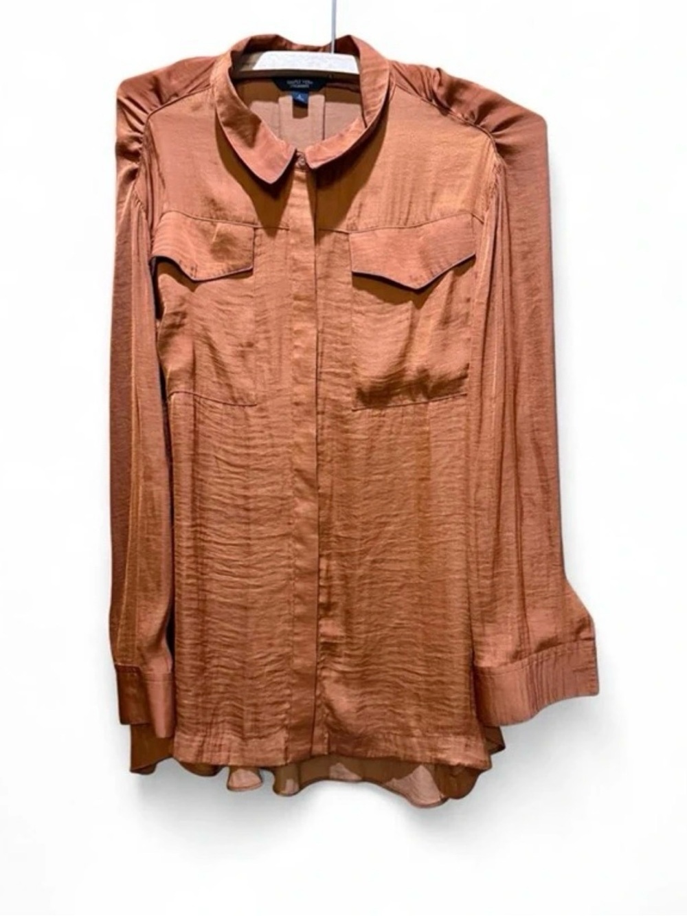 Womens Rust Button-Front Utility Shirt